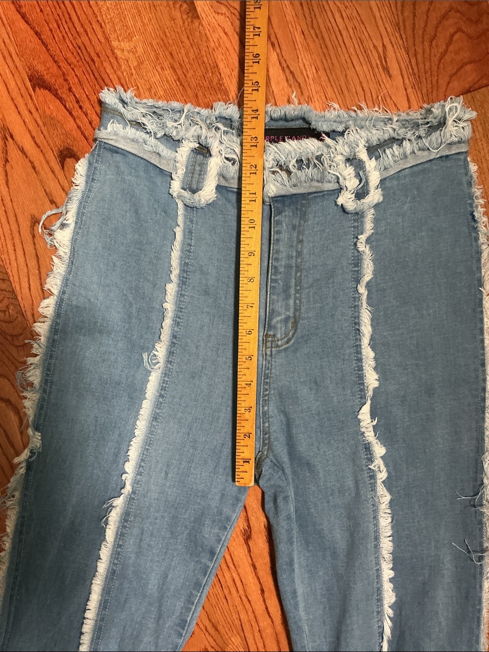 Purple Candy Frayed Denim Flare Jeans - Picture 7 of 8